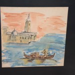 Acquarello con cornice Paesaggio Venezia